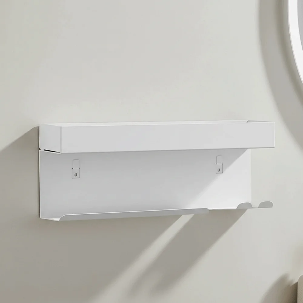 Carbon Steel Curling Iron Storage Rack Wall Mounted No Drill Hair Curler Storage Shelf Space Saving Hair Tool Holder