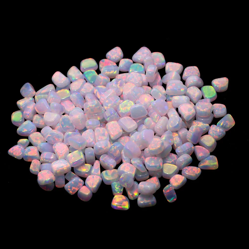 Resin Free Galaxy Loose Opal Stone Tumbled Red Fire Synthetic Heat Resistant Gilson Opal Beads