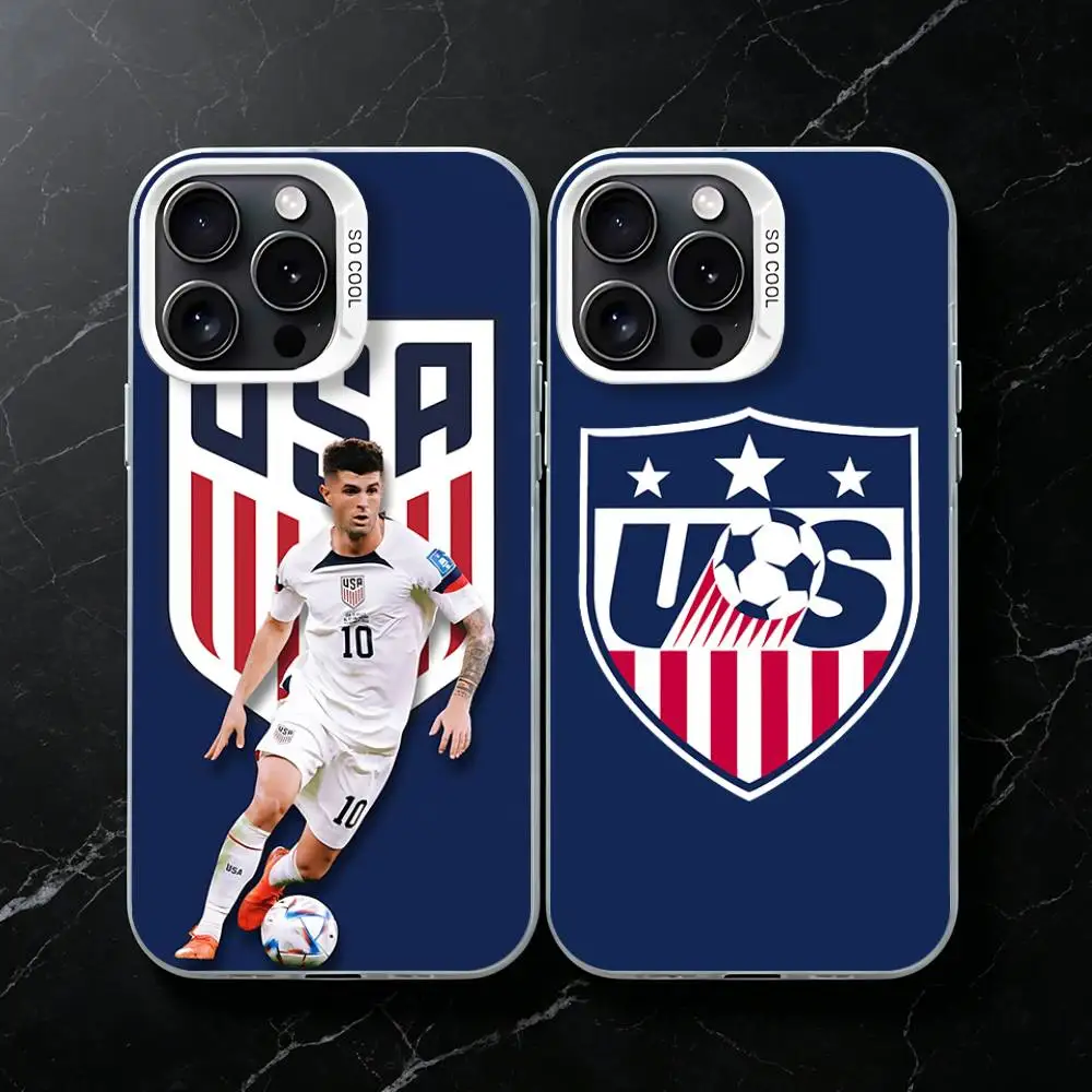 

USA Football Team Phone Case for iPhone 17 16 Pro Plus 15 14 13 Max Mini 12 11 X XS Air Shield Bumper