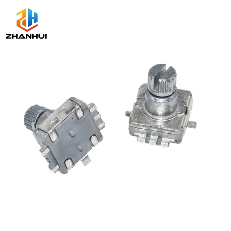 

2 шт. поворотных энкодеров EC11 с кнопочным переключателем - 5-контактные SMD, вал 10 мм, для регулировки и управления громкостью автомобильных аудиосистем и динамиков