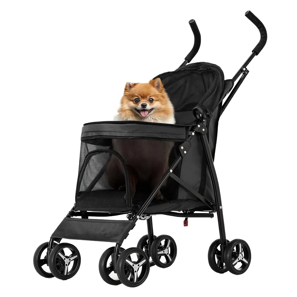 

BAB WAY 4-Wheel Easy-Fold Eco-friendly Oxford Material Pet Stroller for Small/Medium Pets 22 Lbs Jogger Sun Cover Rear Storage