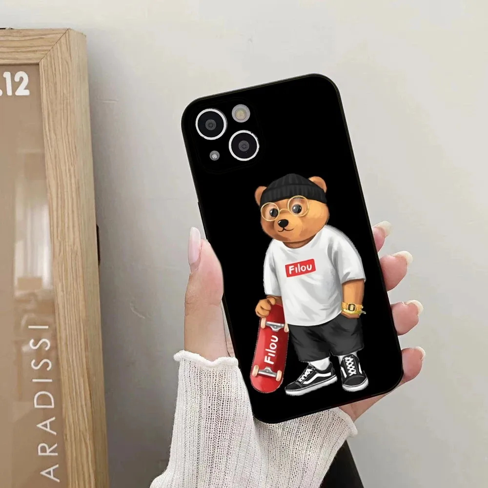 Fashion B-Baron Filou Bear Phone Case For iPhone 15,14,13,12,11 Plus,Pro,Max,XR,XS,X,7,8 Plus,SE,Mini Silicone Soft