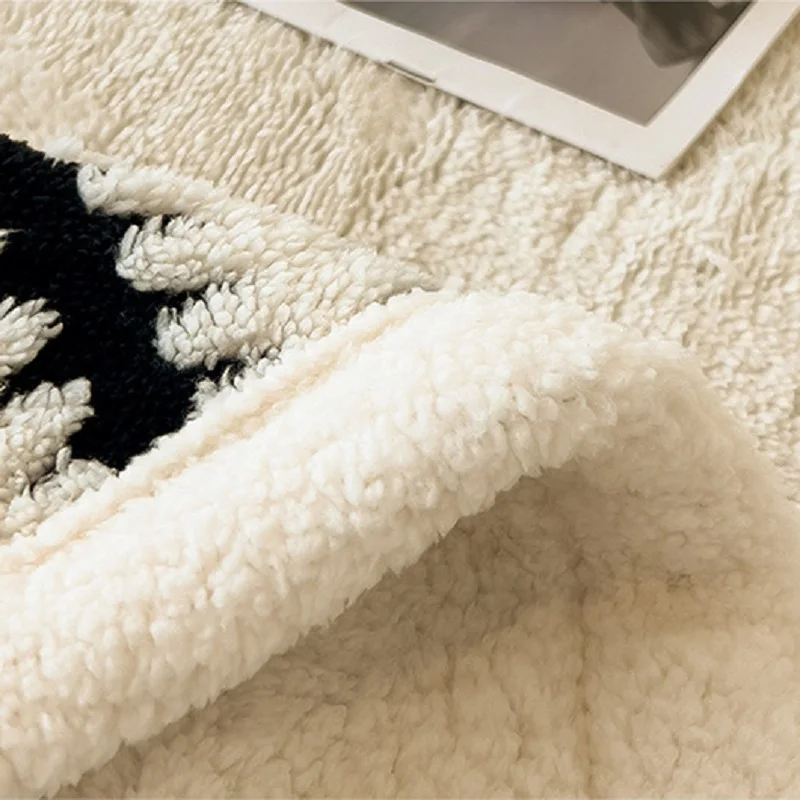 Soft Woolen Blanket for Bed and Sofa Warm Lamb Velvet Flannel Cover Blanket Throw Winter Double Bed Cover Bedspread On The Bed