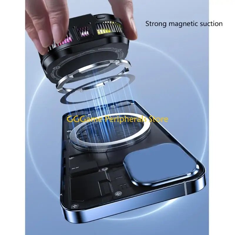 U55B Phone Radiator Cooling Fan Semiconductor Heat Sink Low Noise Cooling System with Colorful Light Temperature Display