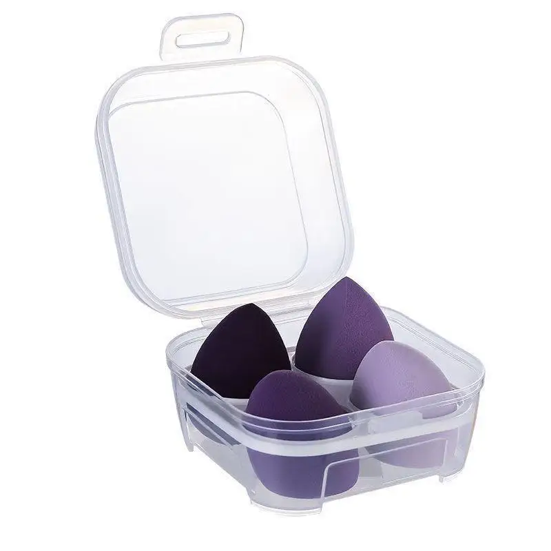 4pcs Makeup Sponge with Storage Box Puff Dry and Wet Combined Makeup Cosmetic Egg Foundation Powder Puff Bevel Cut Makeup Sponge