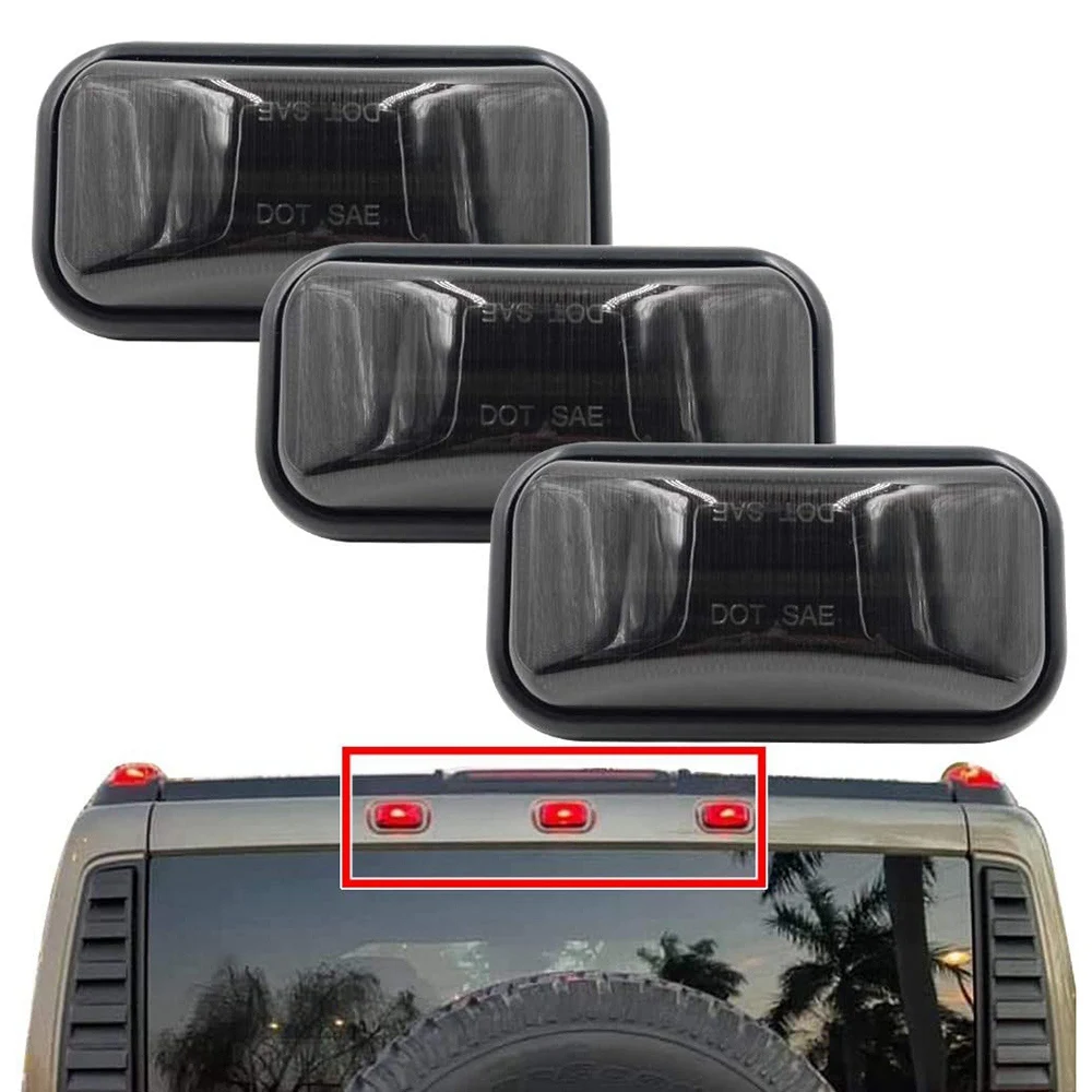 

Top!-3Pcs Smoked LED Rear Red Cab Roof Marker Light For Hummer H2 2003-2009 / SUT 2005-2009