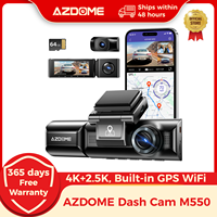 AZDOME Dash Cam M550 4K+2.5K Built-in GPS WiFi Car Dash Camera Front Inside Rear 3 Way IR Night Vision Car DVR Support Rear Cam