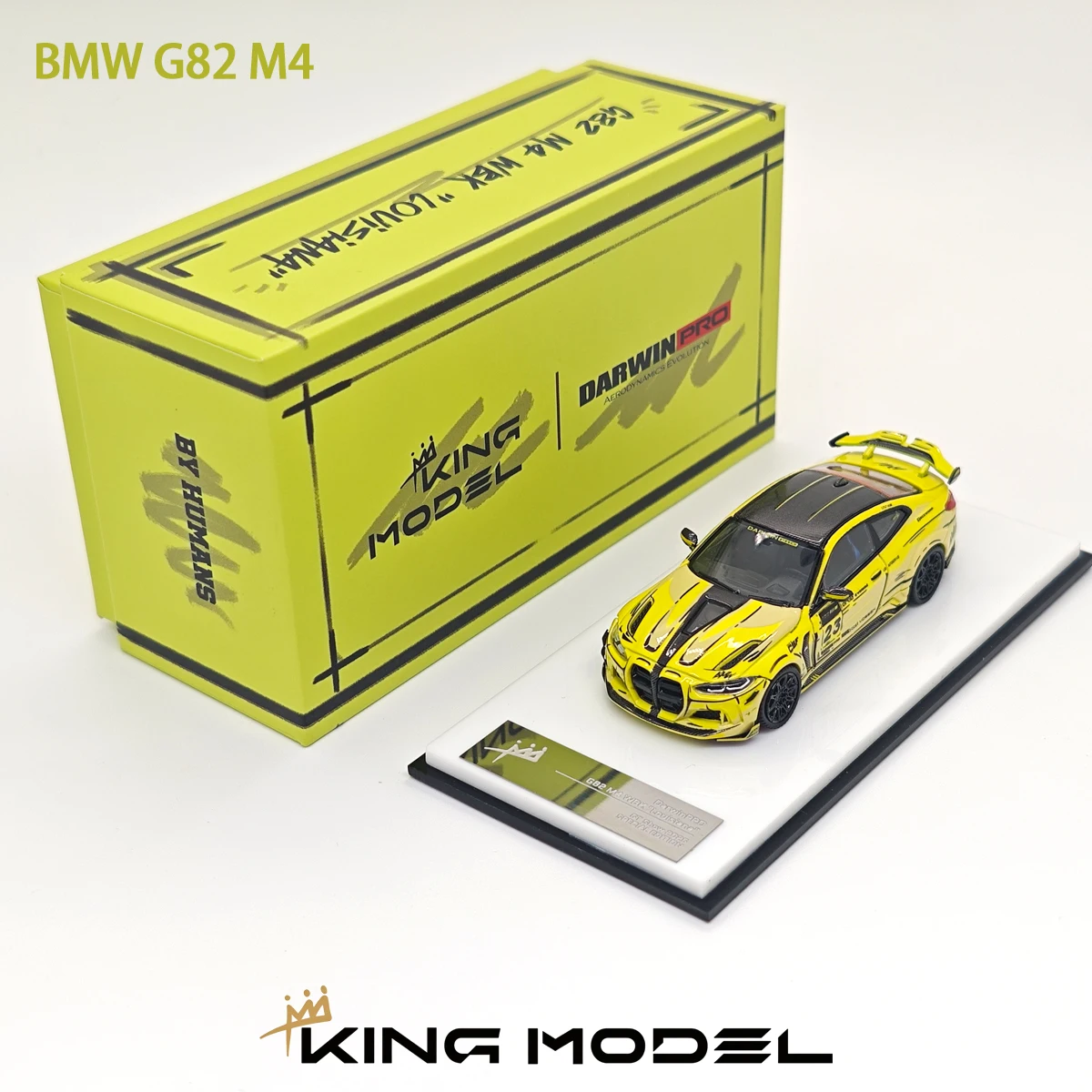 KING MODEL 1:64 BMW G82 M4 WBK Louisiana DarwinPRO Widebody Diecast Car Model In Stock Ready To Ship KM-BMWG82M4-Yellow
