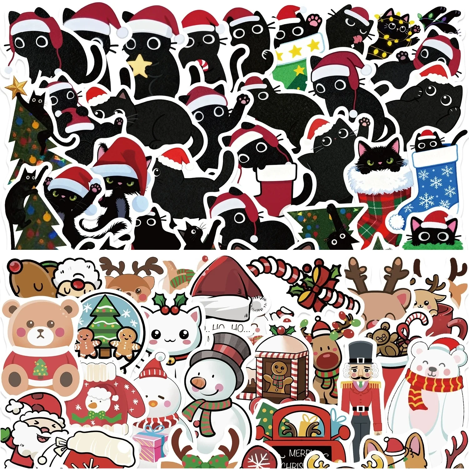 50/100 قطعة الكرتون عيد الميلاد القط الأسود الكتابة على الجدران ملصقات الزخرفية الغيتار دفتر الأمتعة DIY بها بنفسك مقاوم للماء