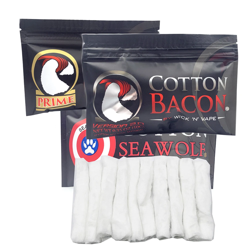 2 упаковки хлопка Bacon Prime Серебряная Золотая версия Bacon Vape Cotton для ZEUS X Mesh RBA Wire DIY Tool Accessories