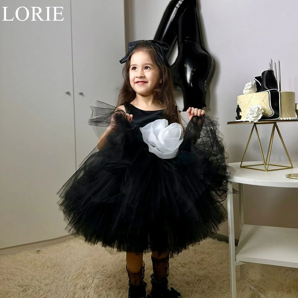 

LORIE Black Cute Flower Girl Dresses Ball Gown Scoop Neck Knee Length Pleated Wedding Party Dress 2024 Birthday Gowns Customized