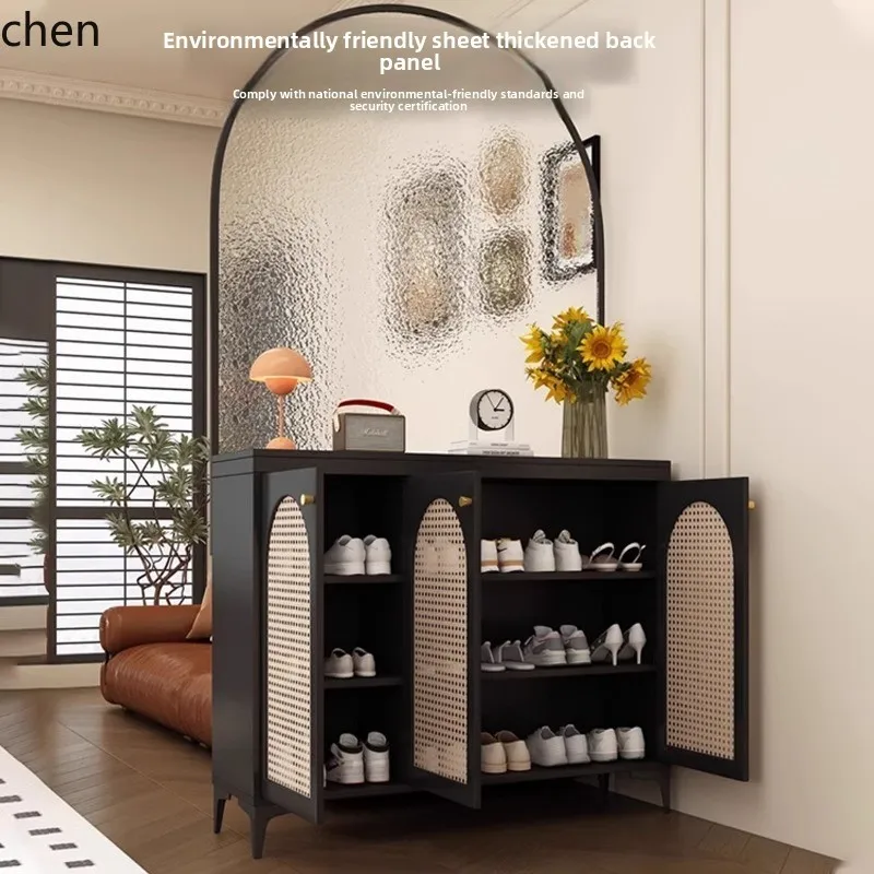 

QZT Rattan Entryway Cabinet for Front Door, Living Room Screen Partition Cabinet, Integrated Shoe Cabinet, Storage Cabinet