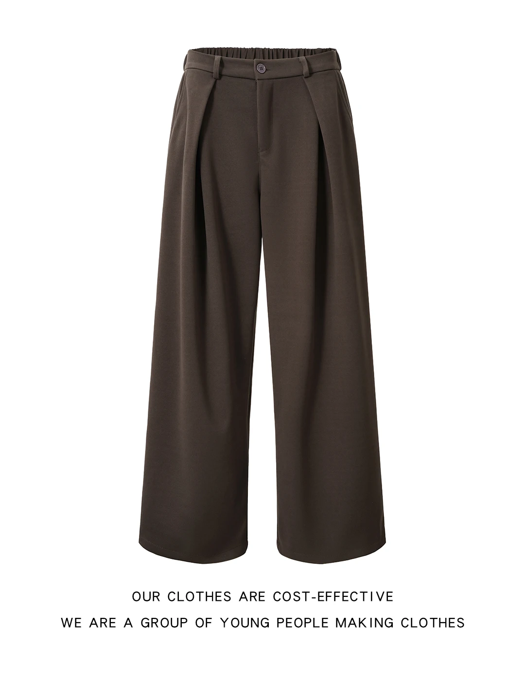 Trendy Pure Color Straight Leg Woolen Casual Men's Pants Loose Wide Leg High-End Versatile Leisure Suit Long Trousers
