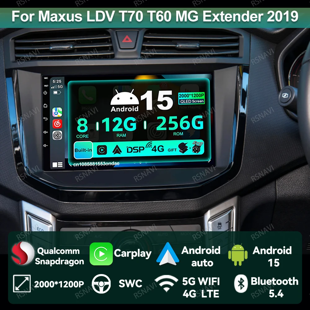 

Android 15 Car Radio For Maxus LDV T70 T60 MG Extender 2019 - 2021 Viedo Player Navigation 360 Camera Qualcomm Snapdragon QLED