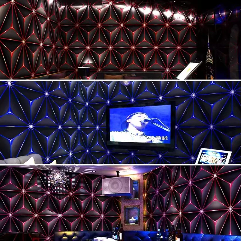 KTV papel tapiz para salón de canto, Flash 3D, barra luminiscente reflectante, habitación privada, decoración del hogar, tecnología de ciencia,