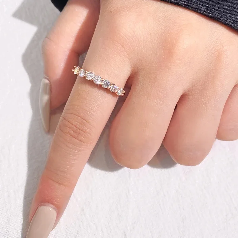 Gra echte Moissan ite Ring Sterling Silber Diamant Ewigkeit Band Verlobung Eheringe für Frauen Luxus Qualität Schmuck – Detail 14