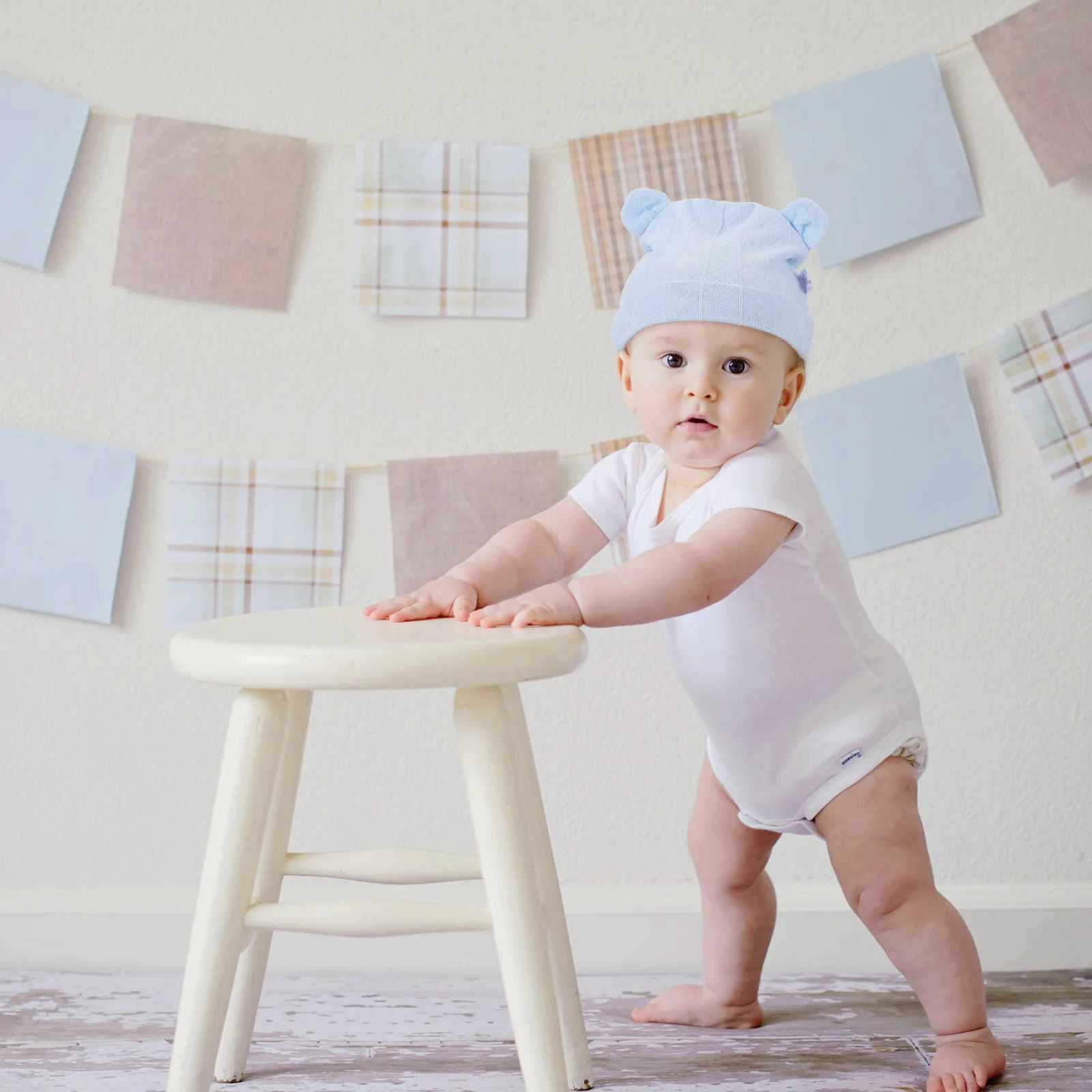 

Baby Cotton Hat Thickened Warm Ear-Shaped Design Newborn Infant Cap For Kids Unisex Winter Autumn Spring Hats Baby