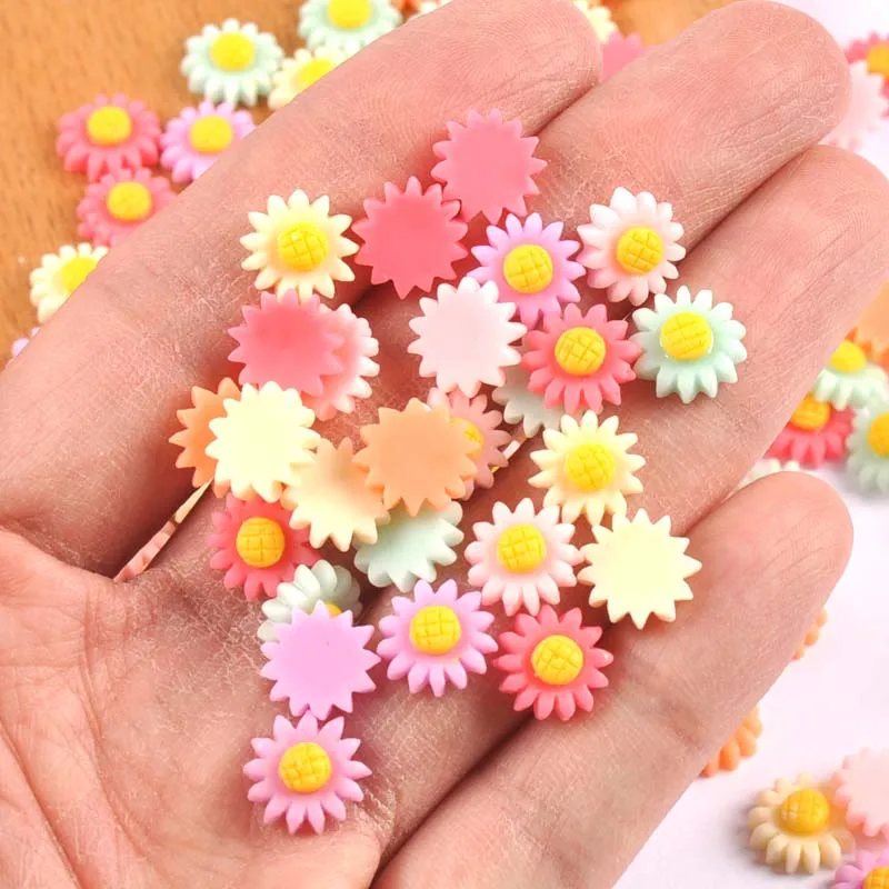 100PCS flatback Resin Cabochons flower for Scrapbooking Cameo Craft  DIY 10mm Phone Nails Decals Decor ornaments cp3622