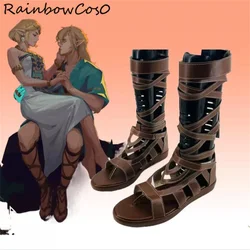 Link Cosplay scarpe stivali gioco Anime Party Halloween Chritmas RainbowCos0 W3949