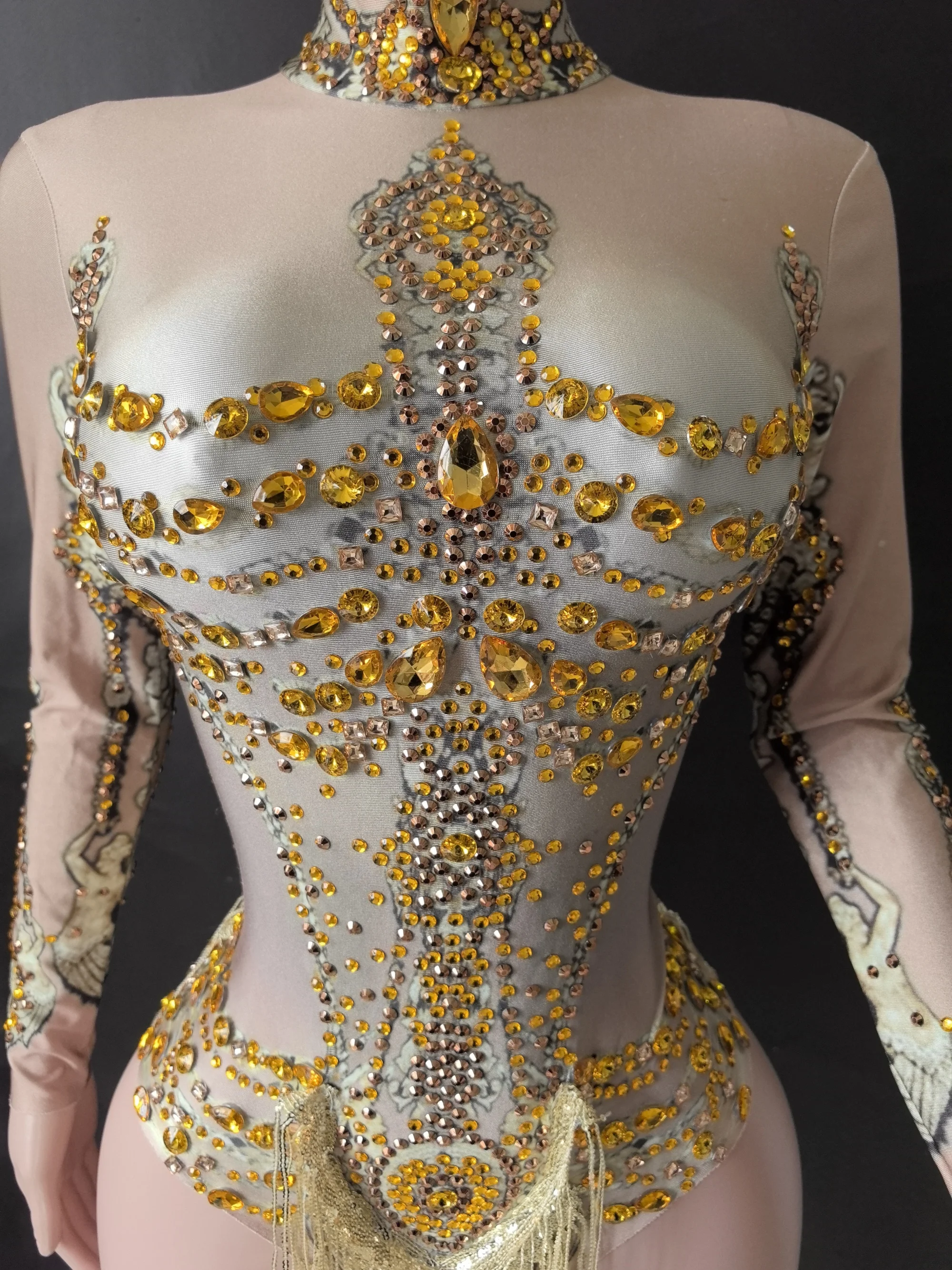 New Rhinestones Bodysuit Pole DancePerformance Clothing Party Rave Outfit Clubwear Stretch Drag Queen Costume 7G