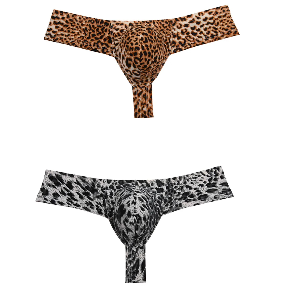 Men's Printed Leopard Boxer Briefs Cheeky Enhance Pouch Thongs Comfortable Brazilian Mini Bottom Underwear Soft Sleek Panties