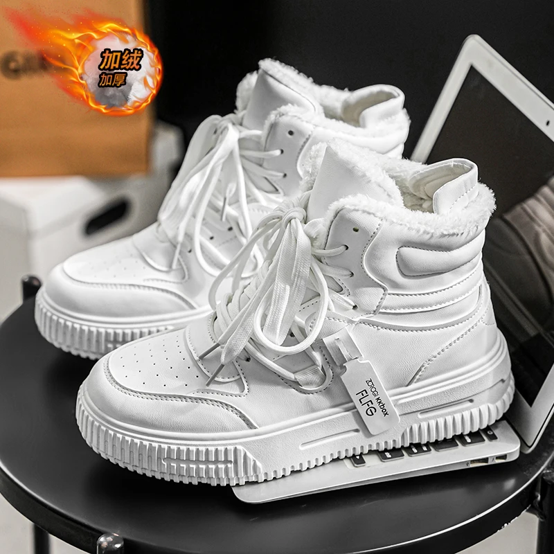 

High quality plus size couple high top shoes winter warm casual shoes outdoor walking work shoes fashionable sports board shoes