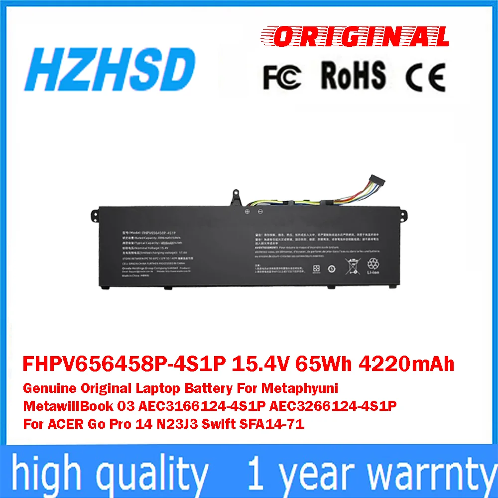 

FHPV656458P-4S1P 15.4V 65Wh 4220mAh Genuine Original Laptop Battery For Metaphyuni MetawillBook 03 AEC3266124/AEC3166124-4S1P
