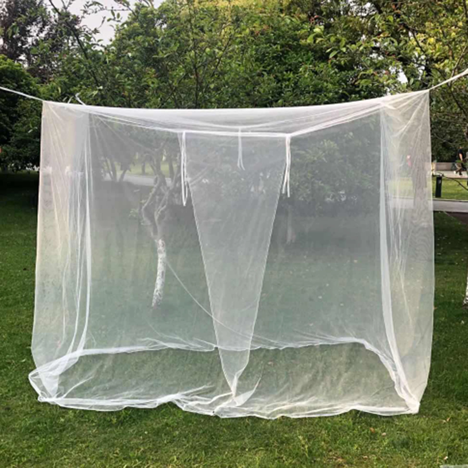 White Net for Bed Canopy, Tent, Camping , Finest Holes Mesh, Square Netting Curtain, Easy to Install, Hanging, 200x200x180cm