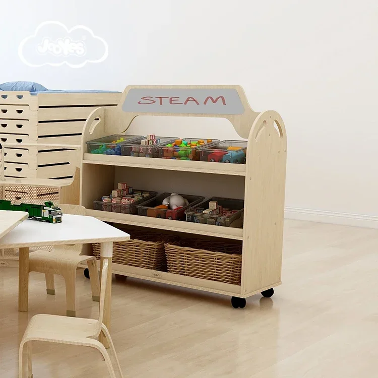 Hot selling preschool furniture steam moving cabinet kindergarten movable material cabinet