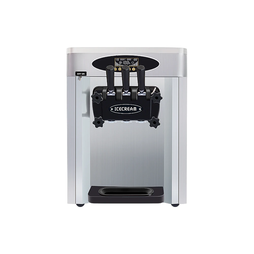 

IT-IC-SD18W Китай Коммерческая электрическая 1800 Вт Настольная машина 3 вкуса 25-28 л/ч Прозрачная разрядная дверь Машина для мягкого мороженого