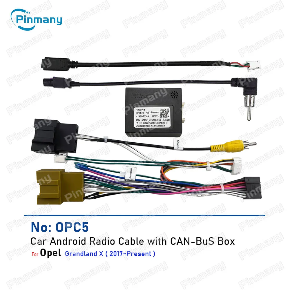 Car OEM Android Radio Cable 16pin Power Wiring Harness with CANBus Connector Socket CAN Bus Adapter OPC5 for Opel Grandland X