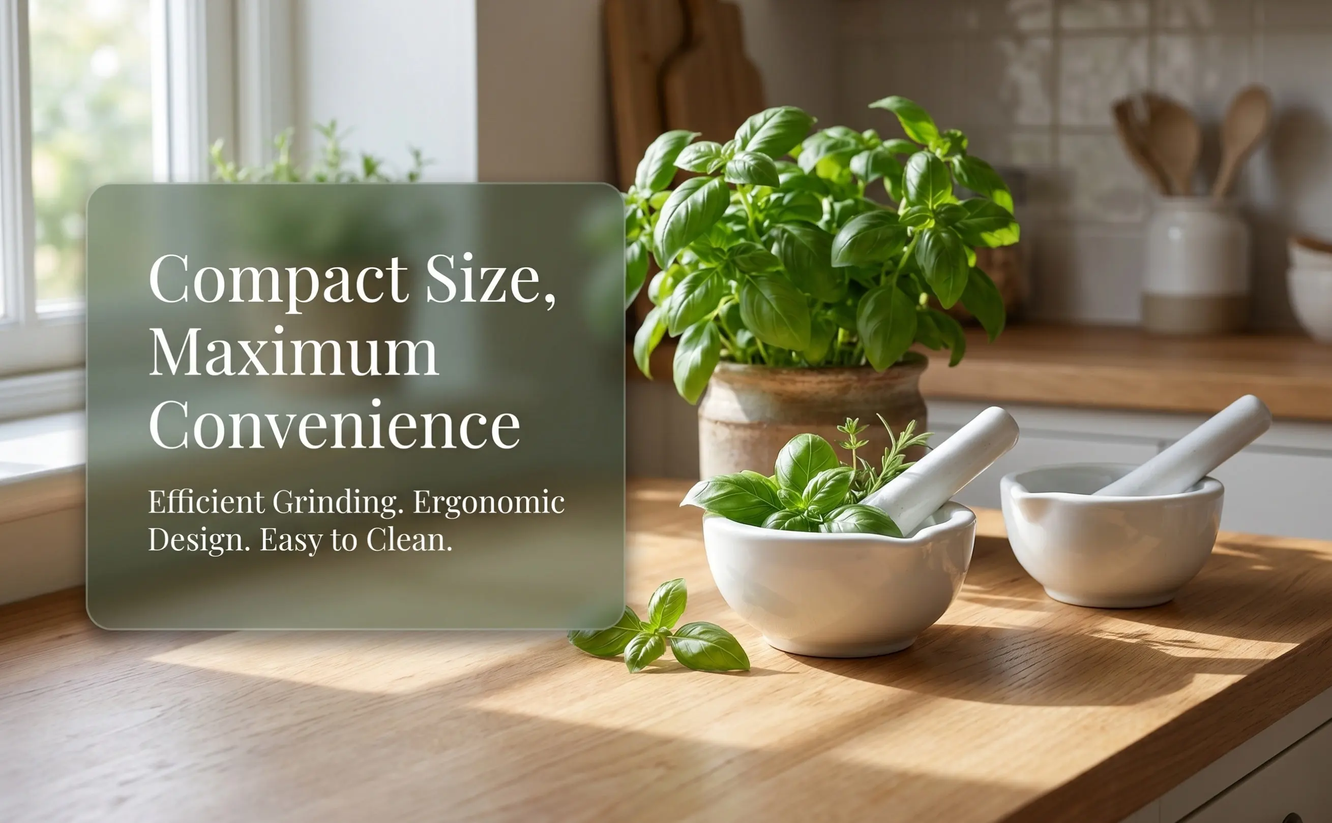 2Sets Porcelain Medicine Masher Set Professional Garlic Pounder Grinding Bowl with Ergonomic Pestle Fast Efficient Crusher