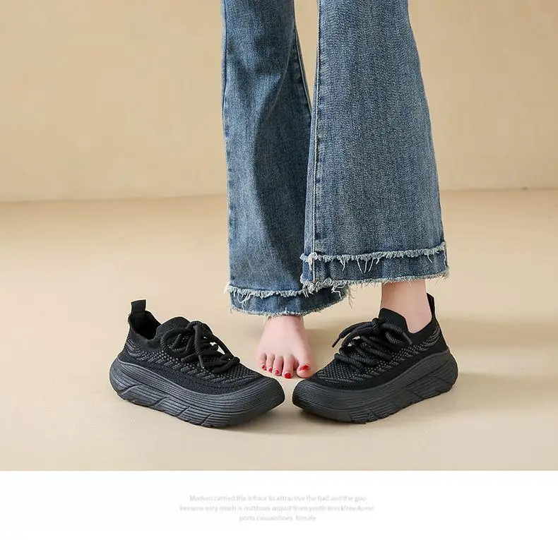 Women's Breathable Sports Shoes Popular New Thick Soled Running Shoes Comfortable Women's Footwear