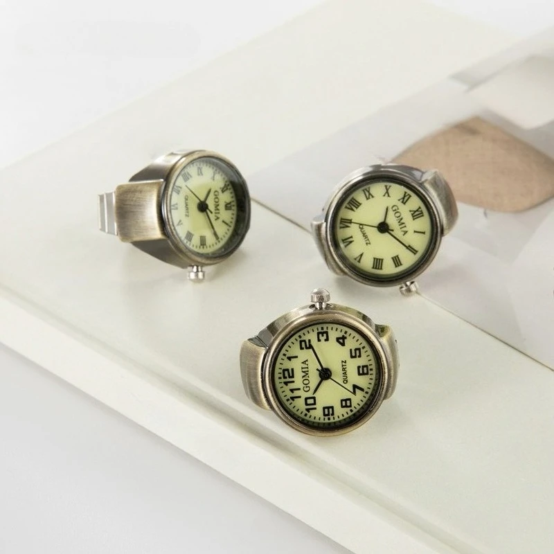 Roman Numeral Antique Mini Rings Watch Men Women  Personalized Advanced Feeling Fashion Ring Charm Jewelry
