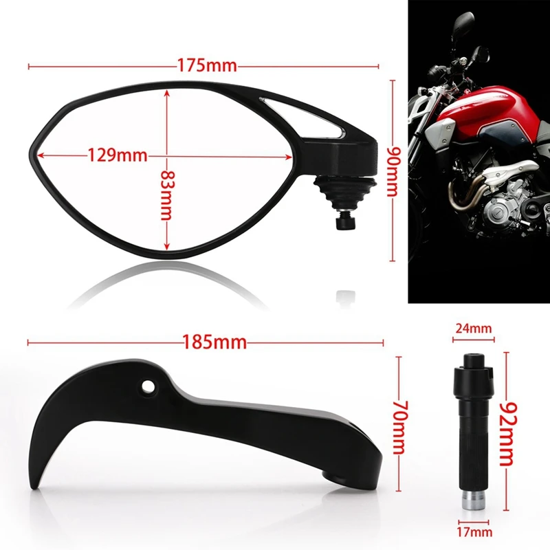 Motorcycle Rearview Mirror 22Mm Hand Brake Clutch Lever Side Mirror For Yamaha MT07 MT-07 R3 R25