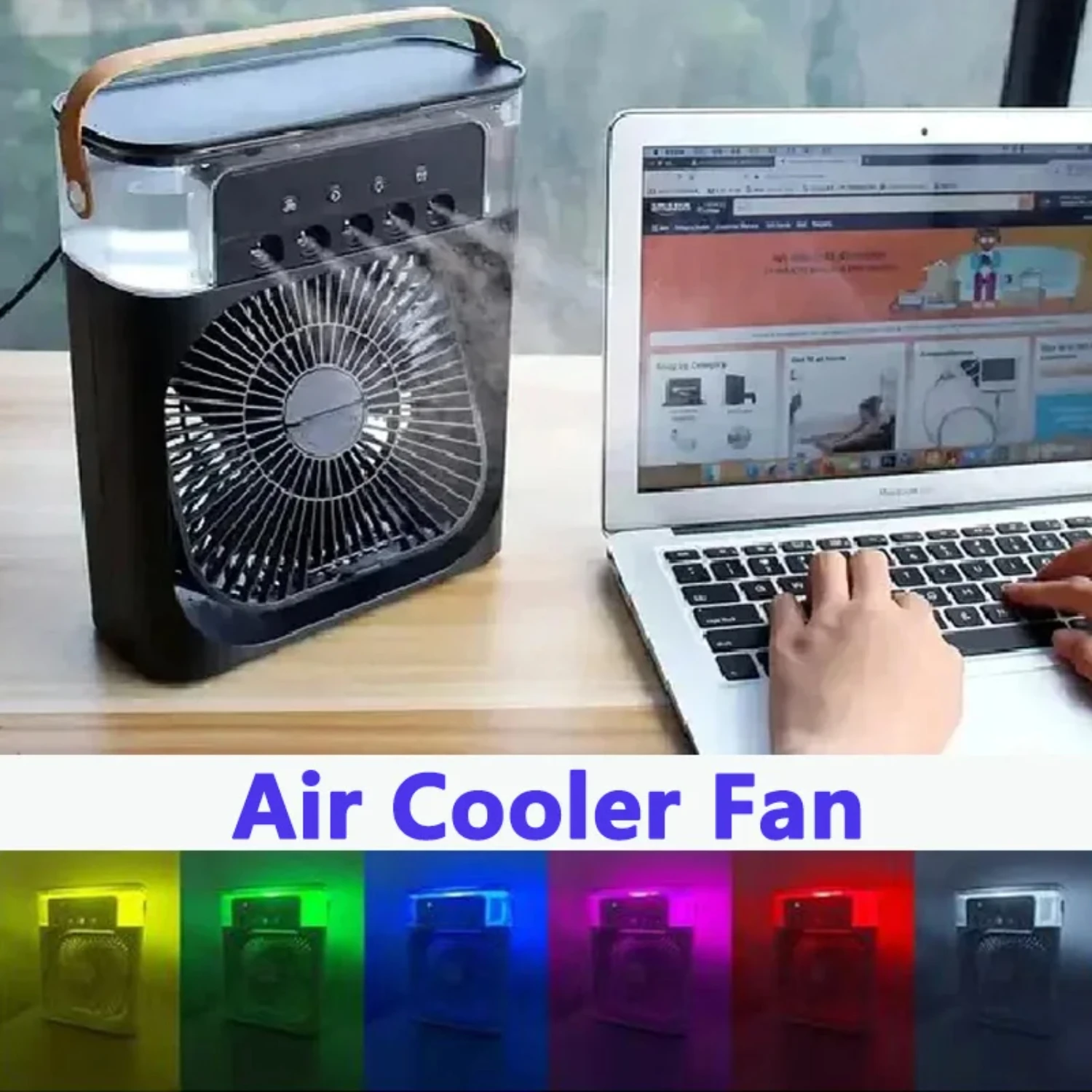 Portable Fan Air Conditioners USB  Fan LED Night Light Water Mist Fun 3 In 1 Air Humidifie
