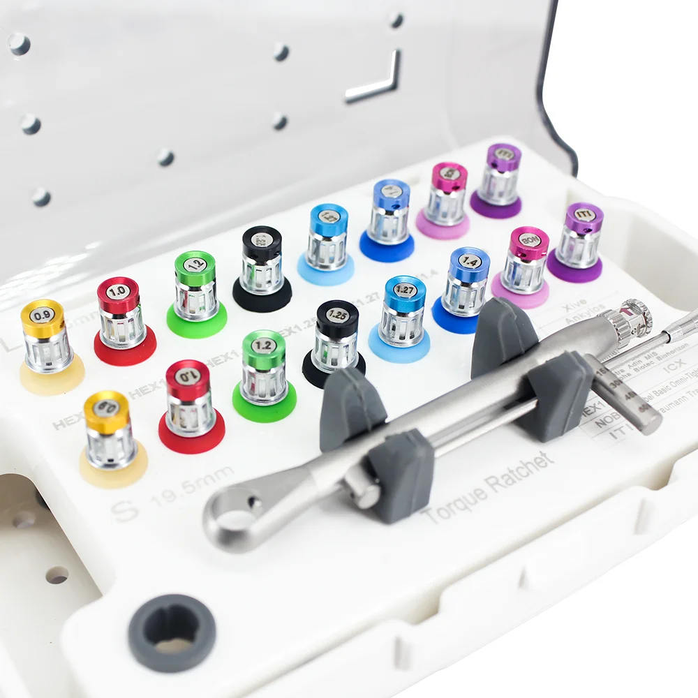 

High Quality Dental Implant Restoration Kit 20mm/25mm Colored Screwdrivers Compatible with Major Systems Portable Storage Case