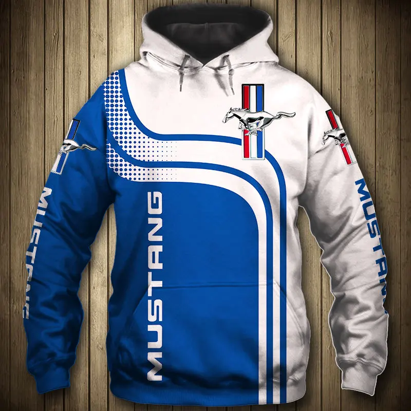 2024 Sudadera con capucha para hombre Mustang Sudadera con estampado 3D Harajuku Sudadera con cremallera Tendencia Ropa deportiva para hombre Ropa de calle