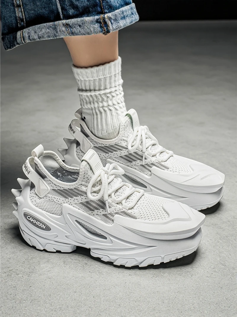 Men's Fall 2026 New Casual Mesh Shoes Breathable Running Sports Socks Thick Bottom Anti-slip Student Machine Style Shoes