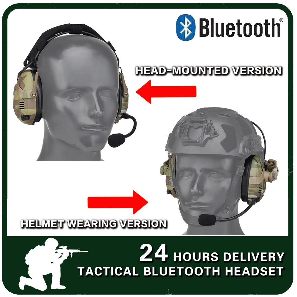 Tactical Headset Bluetooth Version Shooting Noise Reduction Communication Headset Compatible With OPS Core ARC and Wendy M-LOK