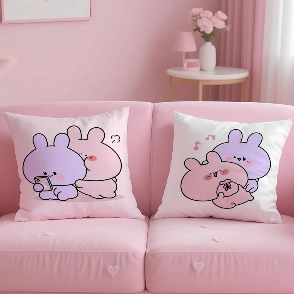 Cute Bunny A-Asamimichan Cushion Cover Comfortable Reversible Pillow Cover Ideal for Car Sofa Bedroom & Beyond