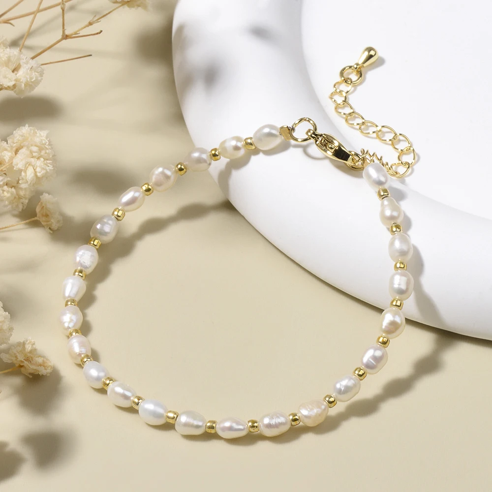 4-4.5mm Freshwater Pearl and Seed Beads Bracelet Wholesale Handmade Bracelet For Women Girl Jewelry