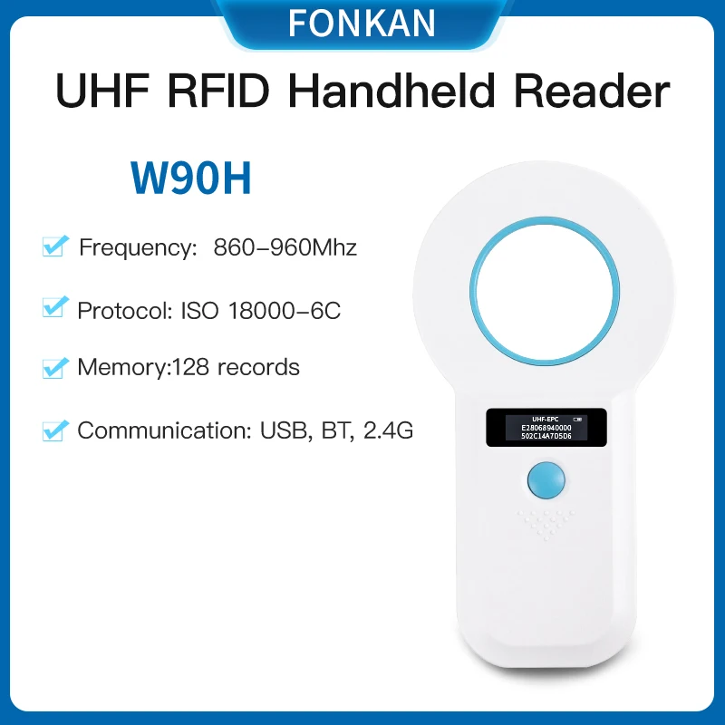 UHF RFID handheld reader cursor output emulated keyboard mode 128recodes USB Bluetooth 2.4G communication uhf rfid reader