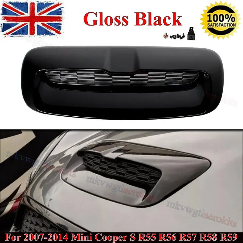 Gloss Black Hood Bonnet Scoop Vent Cover For Mini Cooper S R55 R58 R59 2007-2014