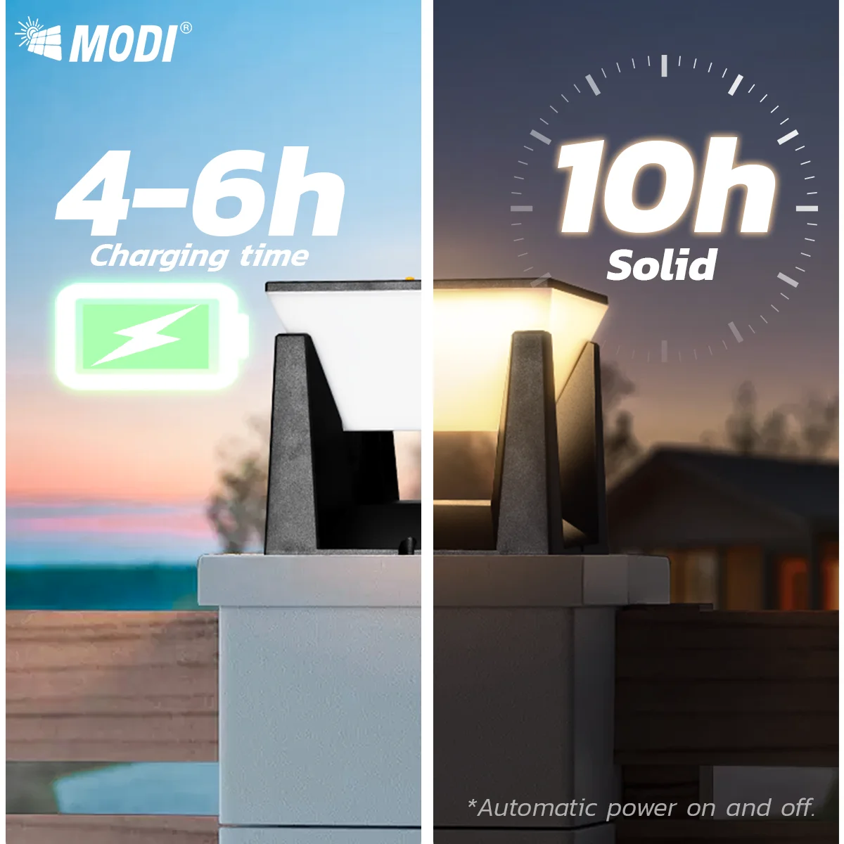 Quadratische Solar-Pfostenleuchte IP65 wasserdicht |   3-Farben-Modi (Gelb/Weiß/Warm) |   LED-Außenlampe für Garten, Hof, Wegbeleuchtung