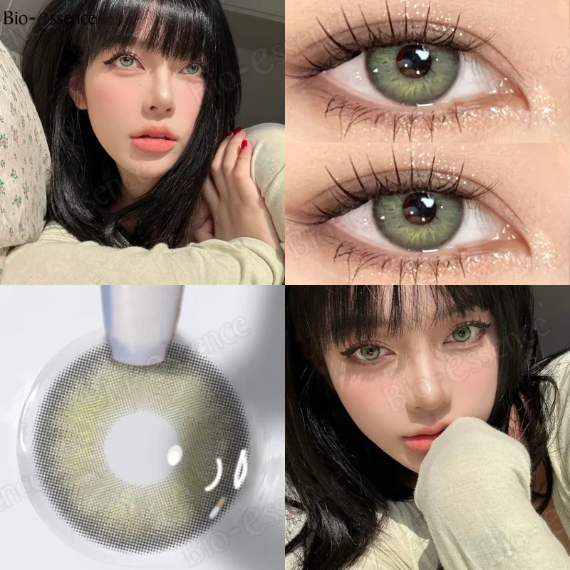 2025 nouvelle bio-essence 1 paire de lentilles de Contact vertes pour les yeux lentilles grises lentilles marron maquillage lentilles de mode élèves de 1 an
