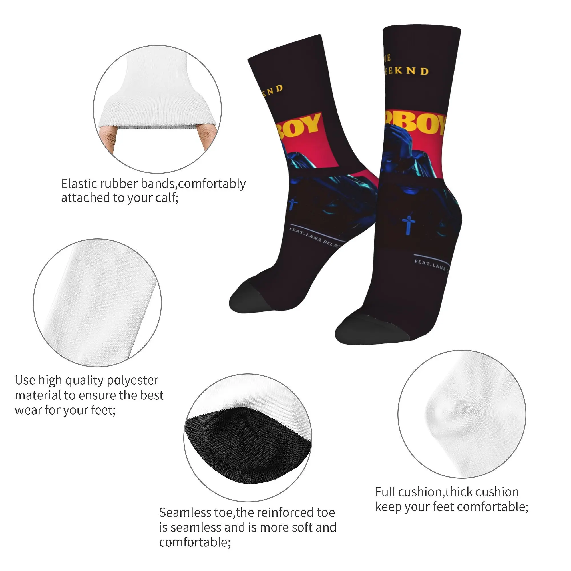 the weeknd starboy  Crew Socks for Women Men Merch All Seasons  Soft Long Socks Sweat Absorbing