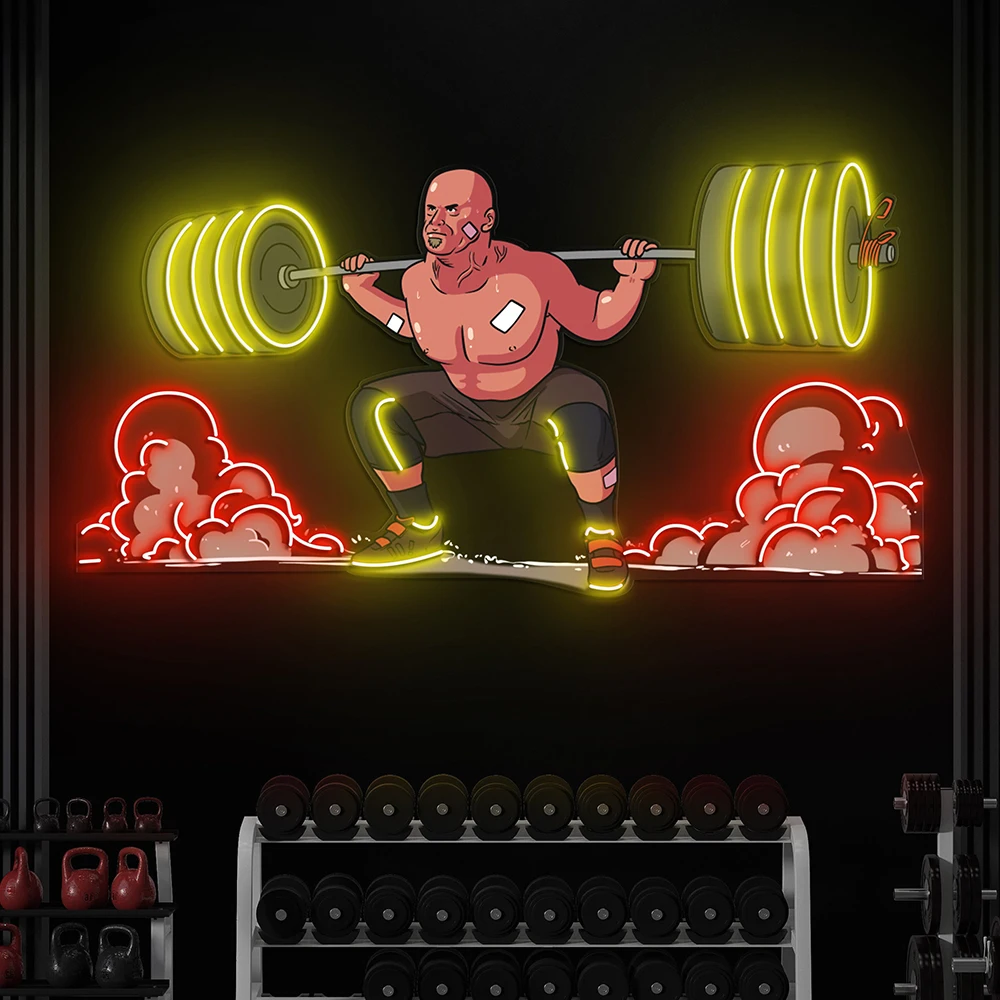 Man Lifting Barbell Neon Bord Gymzaal Muur Decor Led Licht Man Cave Led Custom Neon Bord Voor Fitnessruimte Receptie Ruimtes Decor