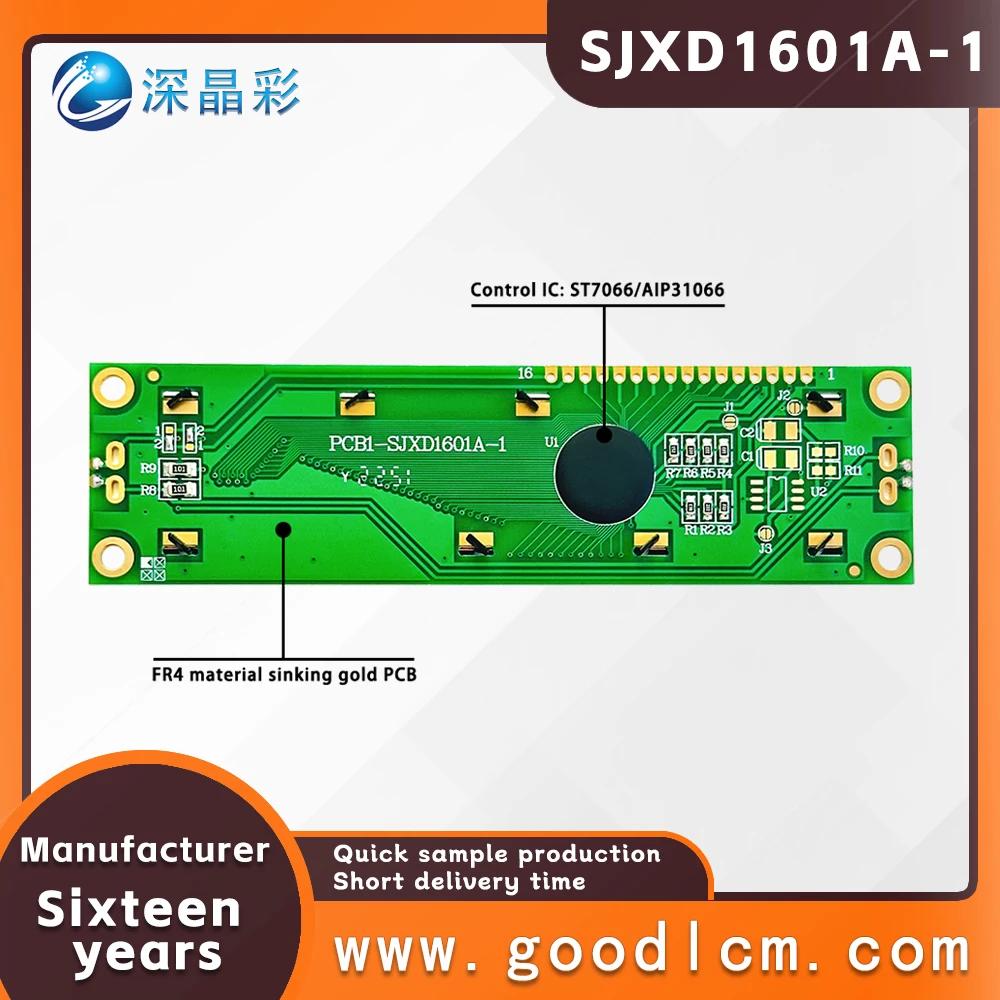 LCD1601A-1 1601Module Blue/Green Screen IIC/I2C 16x1 Large Character LCD Display Module1601 5.0V or 3.3V STN yellow green