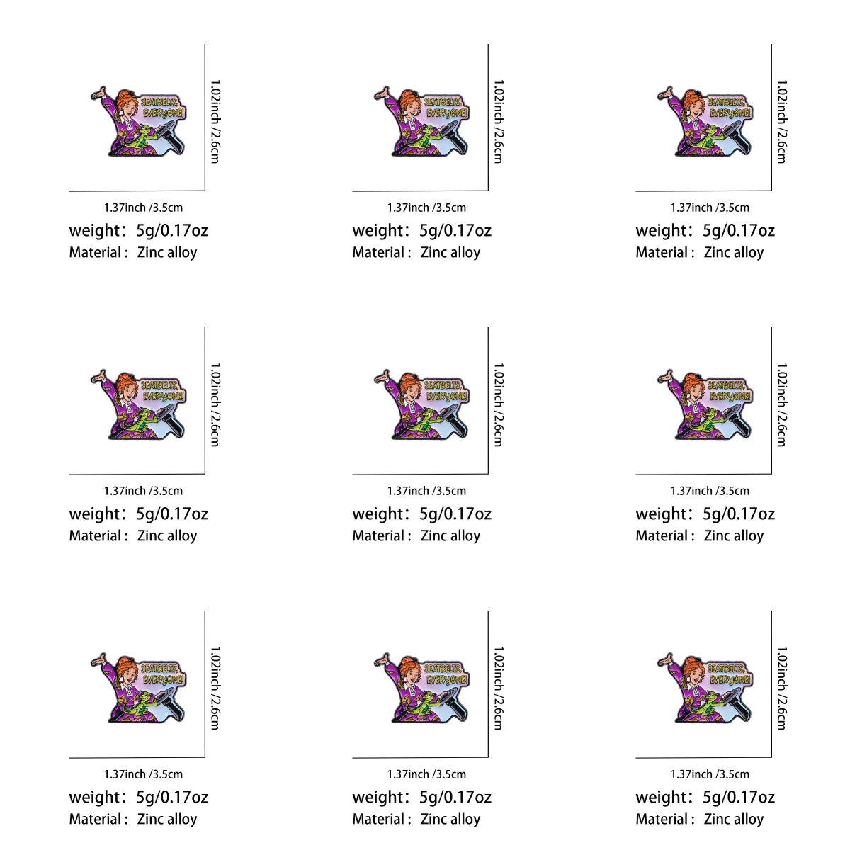 9pcs Seatbelts Everyone Quote Enamel Pin Set Cartoon School Bus Brooch For Coat Collar Lapel Pins Metal Badges Jewelry Gift